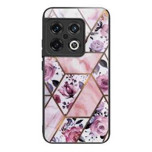 For OnePlus 10 Pro Abstract Marble Pattern Glass Protective Case(Rhombus Rose)