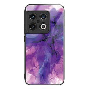 For OnePlus 10 Pro Abstract Marble Pattern Glass Protective Case(Abstract Purple)