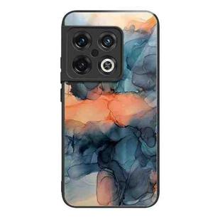 For OnePlus 10 Pro Abstract Marble Pattern Glass Protective Case(Abstract Blue)