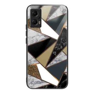 For Xiaomi Redmi Note 11T Pro Abstract Marble Pattern Glass Protective Case(Rhombus Golden)