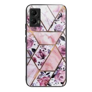 For Xiaomi Redmi Note 11T Pro Abstract Marble Pattern Glass Protective Case(Rhombus Rose)