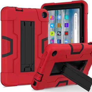 For Amazon Kindle Fire 7 2022 Contrast Color Kickstand Silicone Hard PC Tablet Case(Red Black)