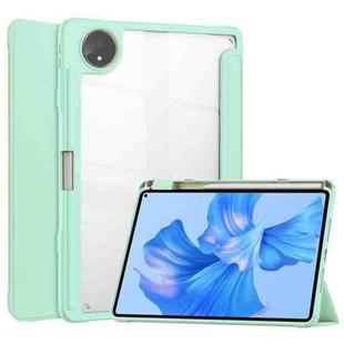 For Huawei MatePad Pro 11 2022 Tri-fold Clear TPU Leather Smart Tablet Case(Mint Green)