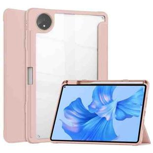 For Huawei MatePad Pro 11 2022 Tri-fold Clear TPU Leather Smart Tablet Case(Rose Gold)