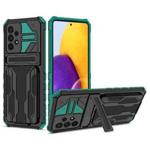 For Samsung Galaxy A73 Kickstand Armor Card Wallet Phone Case(Dark Green)
