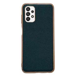 For Samsung Galaxy A13 4G Genuine Leather Luolai Series Nano Electroplating Phone Case(Dark Green)
