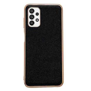 For Samsung Galaxy A23 4G Genuine Leather Luolai Series Nano Electroplating Phone Case(Black)