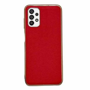 For Samsung Galaxy A73 5G Genuine Leather Luolai Series Nano Electroplating Phone Case(Red)