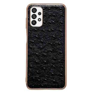 For Samsung Galaxy A23 4G Genuine Leather Ostrich Texture Series Nano Electroplating Phone Case(Black)