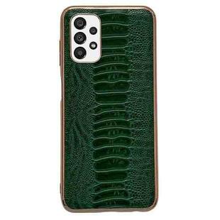 For Samsung Galaxy A73 5G Genuine Leather Weilai Series Nano Electroplating Phone Case(Green)