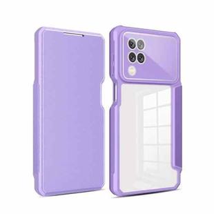 For Samsung Galaxy A12 Magnetic Flip Leather Phone Case(Purple)