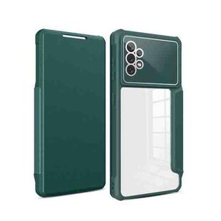 For Samsung Galaxy A52 5G Magnetic Flip Leather Phone Case(Dark Green)