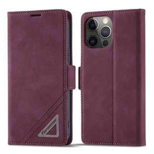 For iPhone 13 Pro Max Forwenw Dual-side Buckle Leather Phone Case (Wine Red)