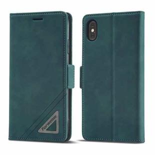 For iPhone XS Max Forwenw Dual-side Buckle Leather Phone Case(Dark Cyan)