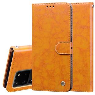 For Galaxy S20 Ultra Business Style Oil Wax Texture Horizontal Flip Leather Case, with Holder & Card Slots & Wallet(Brown)