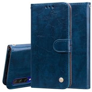 For Xiaomi Mi A3 Business Style Oil Wax Texture Horizontal Flip Leather Case, with Holder & Card Slots & Wallet(Blue)