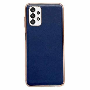 For Samsung Galaxy A33 5G Genuine Leather Xiaoya Series Nano Electroplating Phone Case(Blue)