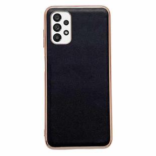 For Samsung Galaxy A73 5G Genuine Leather Xiaoya Series Nano Electroplating Phone Case(Black)
