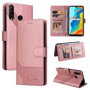 For Huawei P30 Lite GQUTROBE Skin Feel Magnetic Leather Phone Case(Rose Gold)
