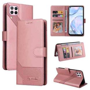 For Huawei P40 Lite GQUTROBE Skin Feel Magnetic Leather Phone Case(Rose Gold)