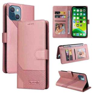 For iPhone 13 GQUTROBE Skin Feel Magnetic Leather Phone Case(Rose Gold)