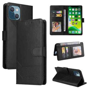 For iPhone 13 GQUTROBE Skin Feel Magnetic Leather Phone Case(Black)