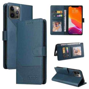 For iPhone 12 Pro Max GQUTROBE Skin Feel Magnetic Leather Phone Case(Blue)