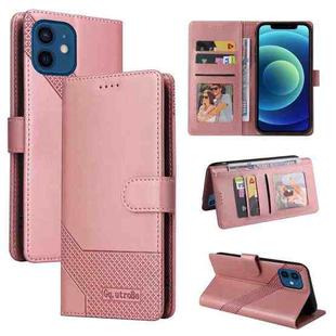 For iPhone 12 / 12 Pro GQUTROBE Skin Feel Magnetic Leather Phone Case(Rose Gold)