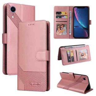 For iPhone XR GQUTROBE Skin Feel Magnetic Leather Phone Case(Rose Gold)