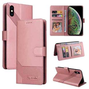 For iPhone XS Max GQUTROBE Skin Feel Magnetic Leather Phone Case(Rose Gold)