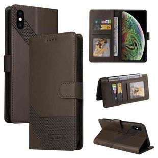 For iPhone XS Max GQUTROBE Skin Feel Magnetic Leather Phone Case(Brown)