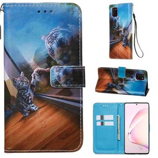 For Galaxy M60s Colored Drawing Pattern Plain Weave Horizontal Flip Leather Case with Holder & Card Slot & Wallet&Lanyard(Mirror Cat)