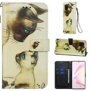 For Galaxy M60s Colored Drawing Pattern Plain Weave Horizontal Flip Leather Case with Holder & Card Slot & Wallet&Lanyard(Cat)