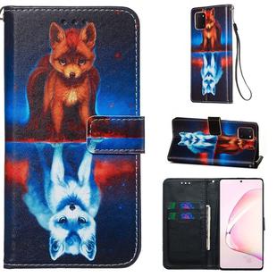 For Galaxy A81 Colored Drawing Pattern Plain Weave Horizontal Flip Leather Case with Holder & Card Slot & Wallet&LanyardFox)