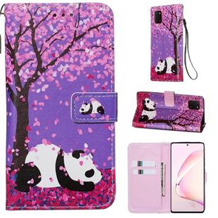 For Galaxy Note 10 Lite Colored Drawing Pattern Plain Weave Horizontal Flip Leather Case with Holder & Card Slot & Wallet&Lanyard(Sakura Panda)