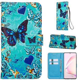 For Galaxy Note 10 Lite Colored Drawing Pattern Plain Weave Horizontal Flip Leather Case with Holder & Card Slot & Wallet&Lanyard(Love Butterfly)
