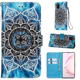 For Galaxy Note 10 Lite Colored Drawing Pattern Plain Weave Horizontal Flip Leather Case with Holder & Card Slot & Wallet&Lanyard(Blue Mandala)