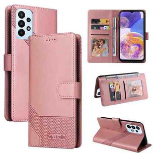 For Samsung Galaxy A23 GQUTROBE Skin Feel Magnetic Leather Phone Case(Rose Gold)