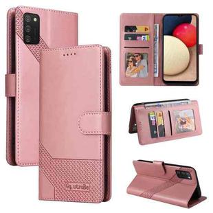 For Samsung Galaxy A02s GQUTROBE Skin Feel Magnetic Leather Phone Case(Rose Gold)