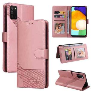 For Samsung Galaxy A03s GQUTROBE Skin Feel Magnetic Leather Phone Case(Rose Gold)