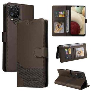 For Samsung Galaxy A12 GQUTROBE Skin Feel Magnetic Leather Phone Case(Brown)