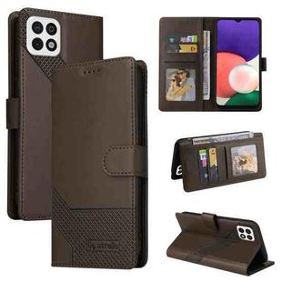 For Samsung Galaxy A22 5G GQUTROBE Skin Feel Magnetic Leather Phone Case(Brown)