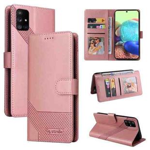 For Samsung Galaxy A71 4G GQUTROBE Skin Feel Magnetic Leather Phone Case(Rose Gold)