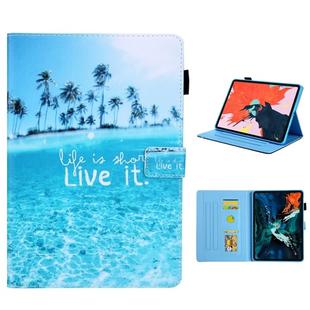 For iPad Pro 11 (2020) & (2018) Painted Pattern Tablet PC Protective Leather Case with Bracket & Card Slot & Photo Holder(Beach)