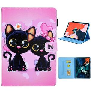 For iPad Pro 11 (2020) & (2018) Painted Pattern Tablet PC Protective Leather Case with Bracket & Card Slot & Photo Holder(Two Black Cats)
