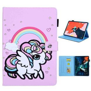 For iPad Pro 11 (2020) & (2018) Painted Pattern Tablet PC Protective Leather Case with Bracket & Card Slot & Photo Holder(Rainbow Unicorn)