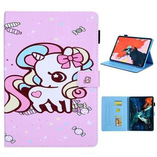 For iPad Pro 11 (2020) & (2018) Painted Pattern Tablet PC Protective Leather Case with Bracket & Card Slot & Photo Holder(Candy Unicorn)