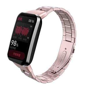 For Xiaomi Mi Band 7 Pro Three-bead Flat Buckle Stainless Steel Watch Band(Rose Pink)