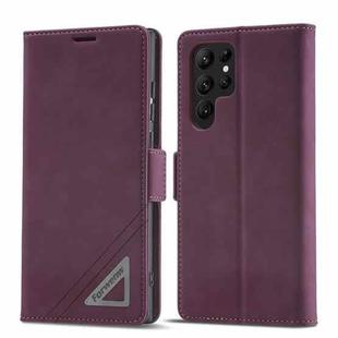 For Samsung Galaxy S22 Ultra 5G Forwenw Dual-side Buckle Leather Phone Case(Wine Red)