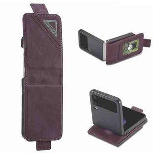 For Samsung Galaxy Z Flip3 5G Forwenw Dual-side Buckle Leather Phone Case(Wine Red)
